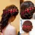 Korean style red crystal beaded lace bow headband