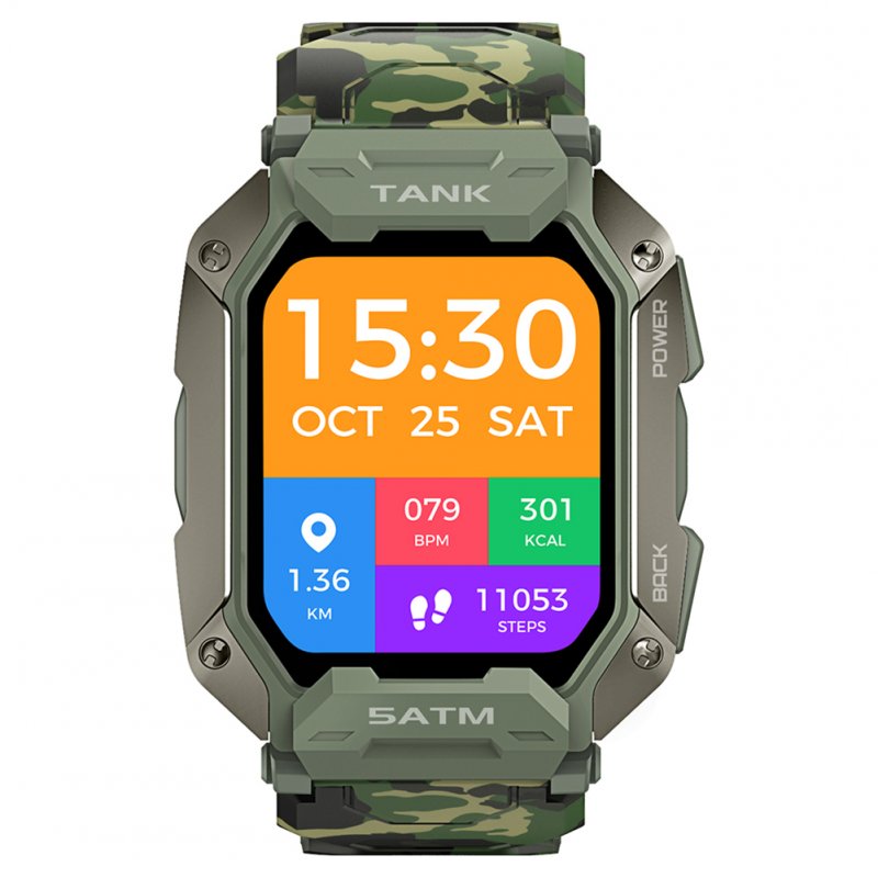 Kospet Tank M1 Outdoor Smart Watch 380mah Battery 5ATM IP69K Waterproof Bluetooth-compatible Sports Smartwatch green