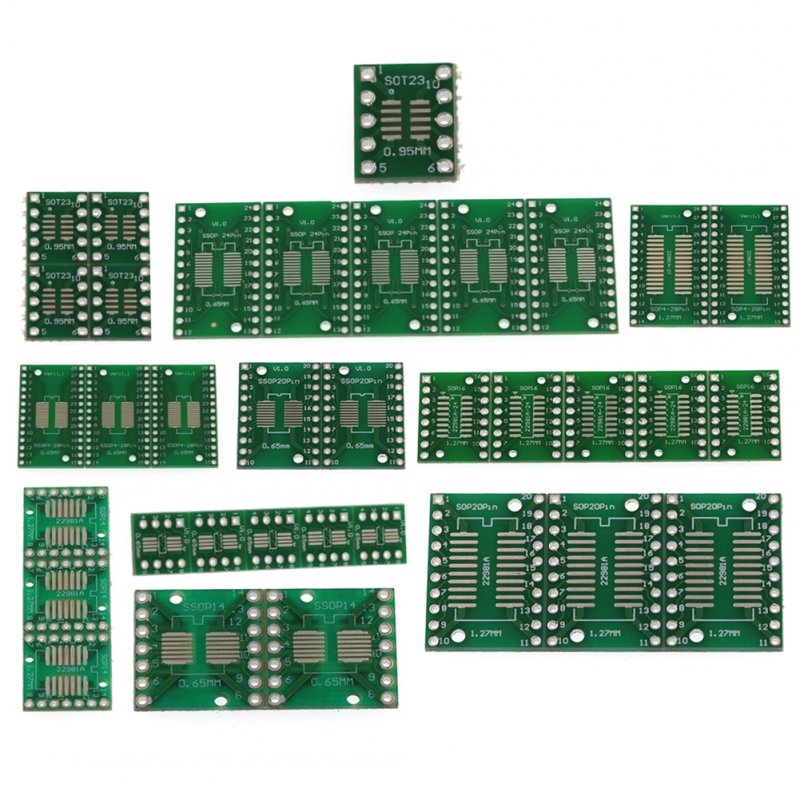 35 pcs 7 Kinds Pcb Board Kits Smd To In-line Ic Adapter Converter Plate Sop Msop Ssop Tssop Sot23