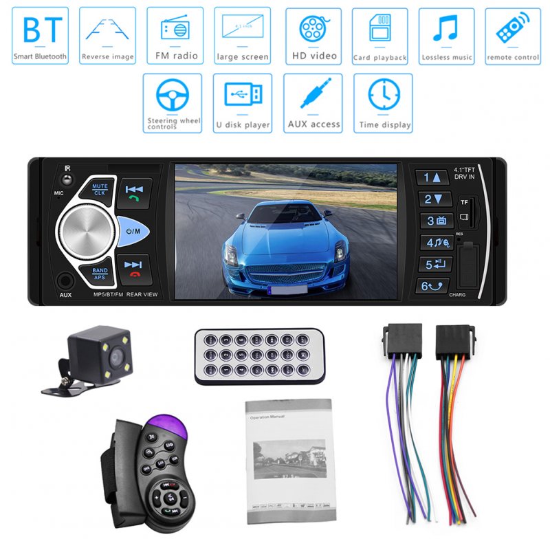 4.1 inch HD Car MP5 Bluetooth Hands-free Vehicle MP5 Player Card Radio 4022D with Rear Camera 