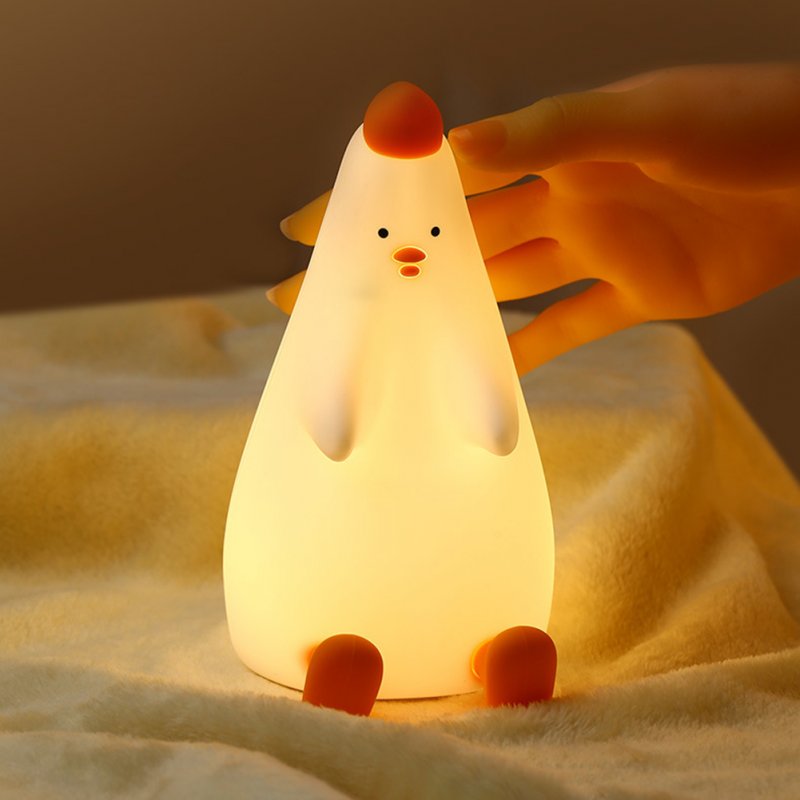 Led Cute Chicken Silicone Night Light Color Changing Patting Switch Lamp Feeding Lamp for Kid Bedroom