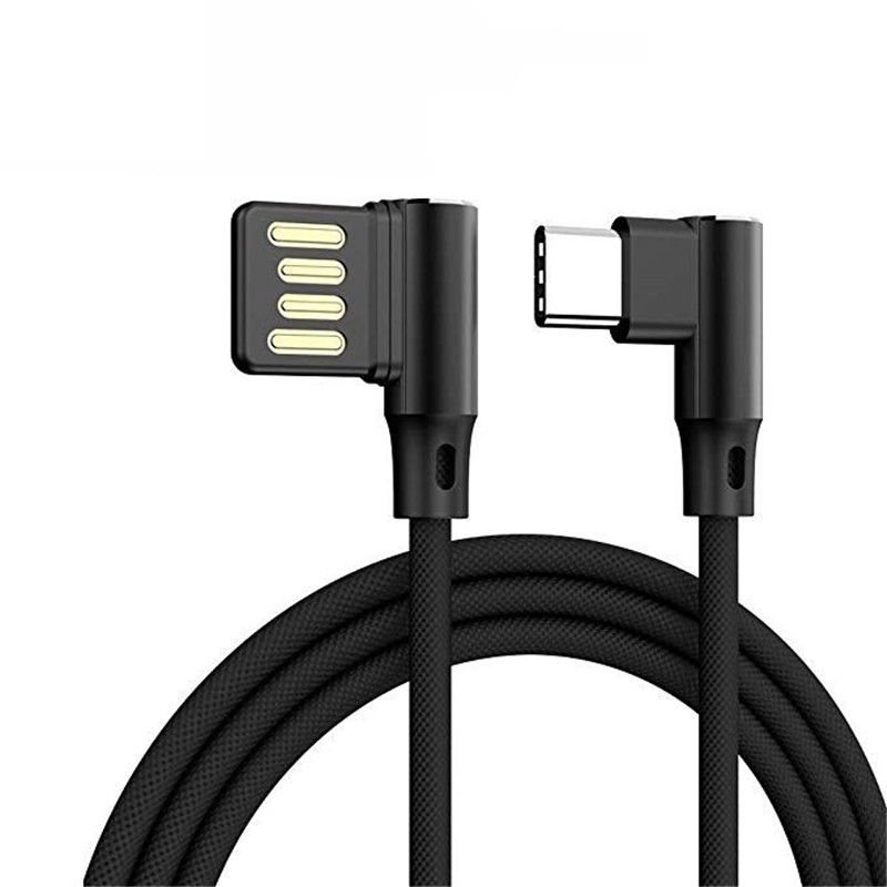 L Shaped Angle Head Type-C Fast Charging Cable Data Transmission Cable 1m for Phone black