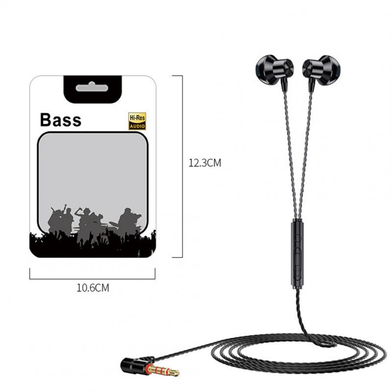 L-shaped 3.5mm Headphones 90 Degree Plug Stereo Bass Headset In-ear Earbuds