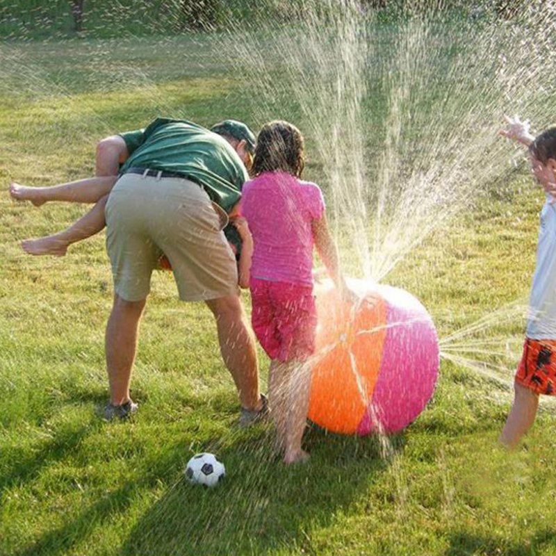 Inflatable Kids Sprinkler Toy Kdis Rainbow Ball Water Balloon Toy For Outdoor Backyard Lawn Beach Swimming Pool 