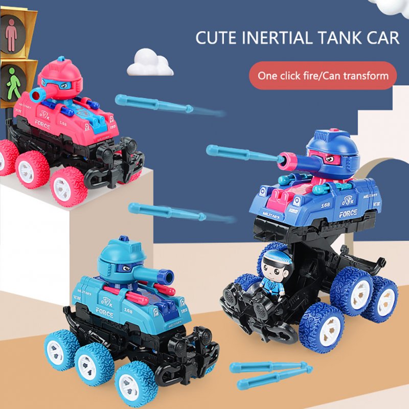 Collision Deformation Tank Car Small Toy Six-wheel Inertia Firing Bullets Impact Deformation Tank Toy For Boys Gifts 