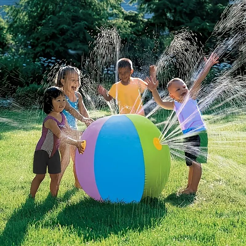 Inflatable Kids Sprinkler Toy Kdis Rainbow Ball Water Balloon Toy For Outdoor Backyard Lawn Beach Swimming Pool 