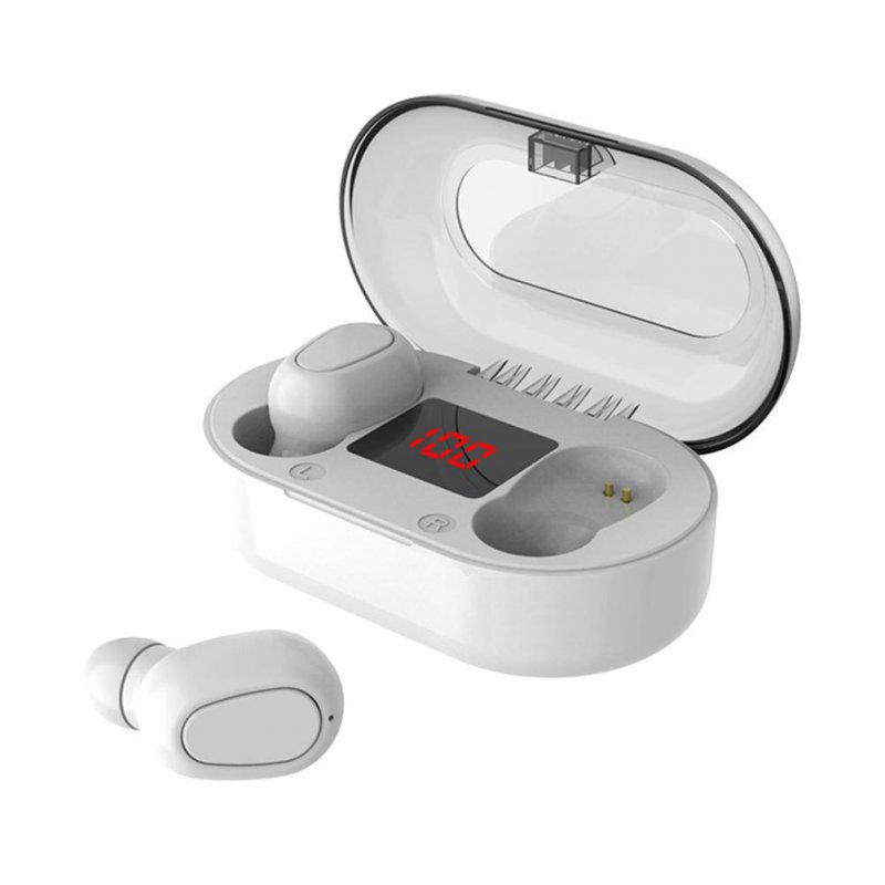L22 TWS Bluetooth 5.0 Headset Wireless In-ear Headphones With LED Digital Display Sports Earphones I white