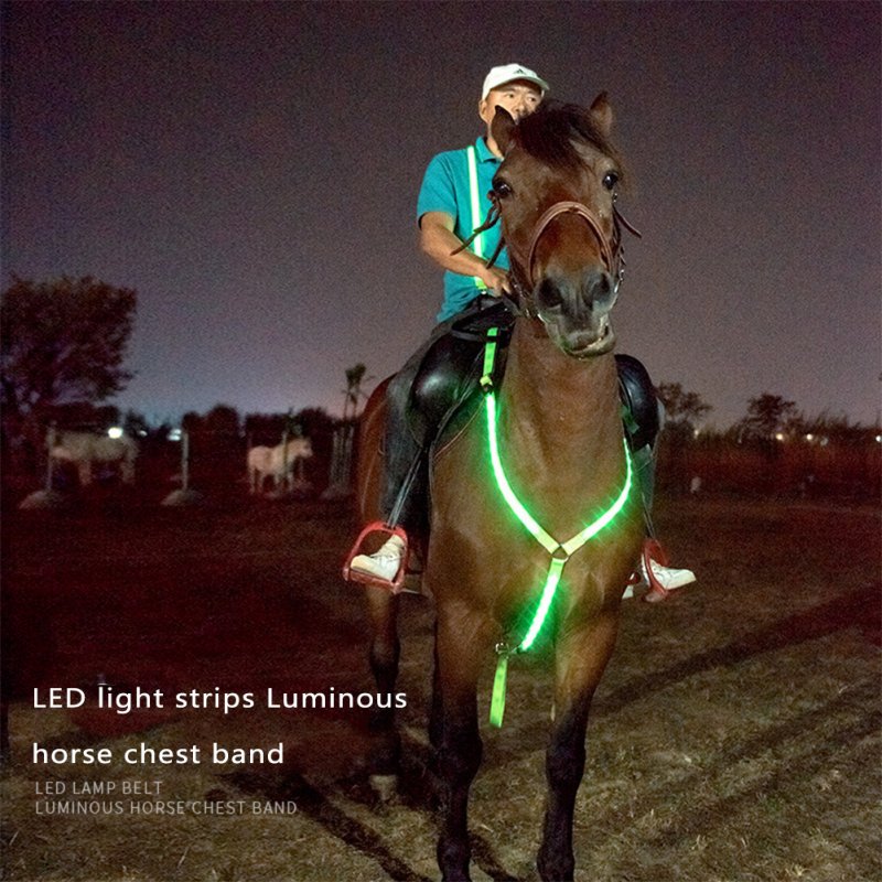 Bright Led Light  Strips  Horse  Chest  Strap Battery Powered Reusable Size Adjutable Flashing Light Horse Collar For Night Horse Riding Horse Show 