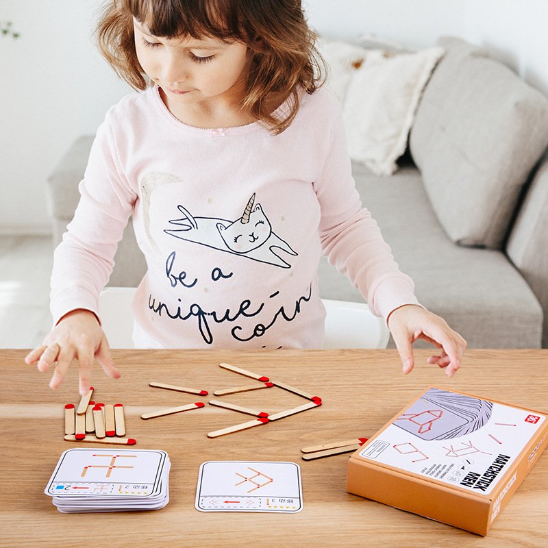 Wooden Matchstick Puzzle Game DIY Math Logic Thinking Training Board Game Educational Toys For Kids Birthday Christmas Gifts 