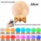 LED 16 Colors 3D Printing Warm Moon Lamp with Remote Control Touch Control Light for Room Office Decaration
