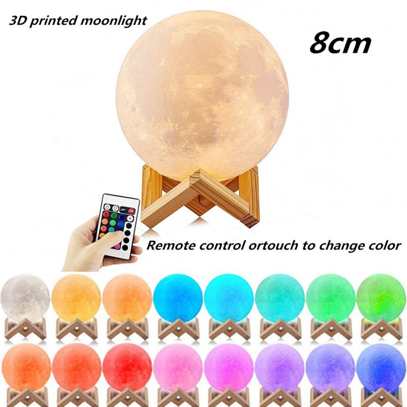 LED 16 Colors 3D Printing Warm Moon Lamp