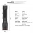 LED 3 Modes Adjustable USB Rechargeable Flashlight Lamp for Outdoor Camping black Model 1945A