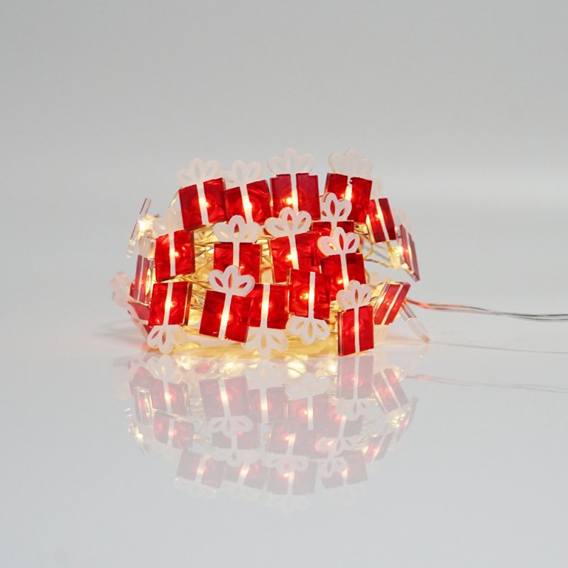 LED 8Modes String Light Santa Claus Gift Box Shape Lamp Christmas Tree Pendant for Party Decor Warm White
