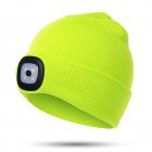 LED Beanie With Light, Kids Rechargeable 4LED Headlamp Hat, Winter Warm Unisex Knitted Hat For Outdoor Dog Walking Camping Running Hiking, Gifts For Boys Girls fluorescent yellow