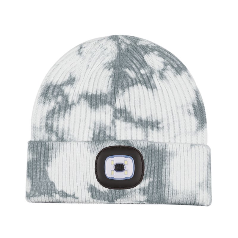 LED Beanie With Light, USB Rechargeable LED Headlamp Beanie Cap, Winter Warm Unisex Knitted Hat For Outdoor Dog Walking Camping Running Hiking, Gifts For Men Women grey