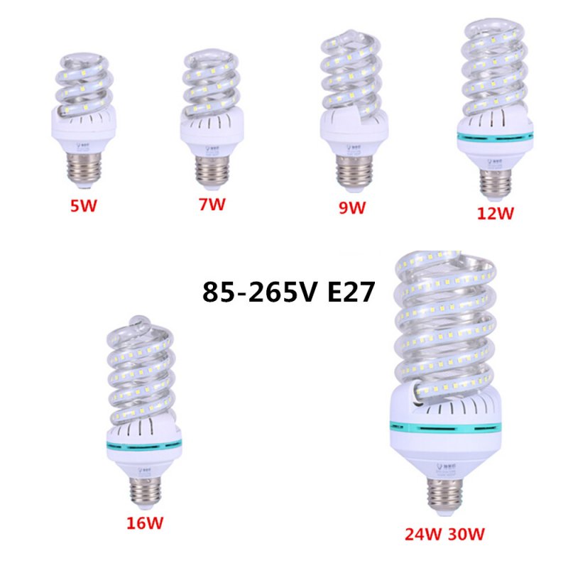 LED Bright Energy Saving Spiral Corn Bulb 85-265V E27 White Light