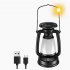 LED Camping Lantern Portable Solar USB Powered 3000 5000K Stepless Dimming Light With Handle Retro Waterproof Rechargeable Hanging Lantern For Outdoor Camping H
