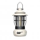 LED Camping Lanterns Retro Battery Powered Portable Lights 300LM 5-Level Dimmable Rechargeable LED Flashlight With Hanging Hook For Outdoor Camping Hiking Fishing L792R beige