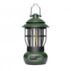 LED Camping Lanterns Retro Battery Powered Portable Lights 300LM 5-Level Dimmable Rechargeable LED Flashlight With Hanging Hook For Outdoor Camping Hiking Fishing L792R green