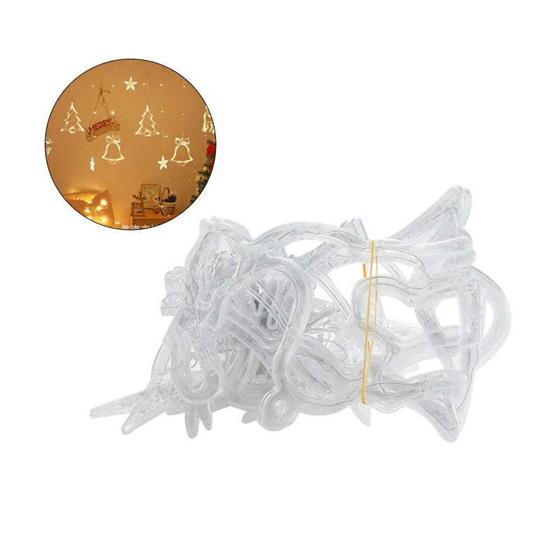 LED Christmas Curtain Light Bell Elk Christmas Tree Shape Waterproof Battery Powered Fairy Lights For Wedding Party New Year Decoration Warm White