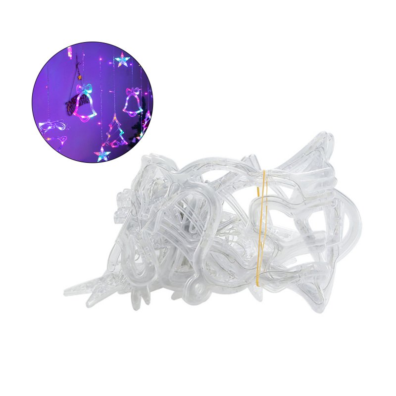 LED Christmas Curtain Light Bell Elk Christmas Tree Shape Waterproof Battery Powered Fairy Lights For Wedding Party New Year Decoration colorful