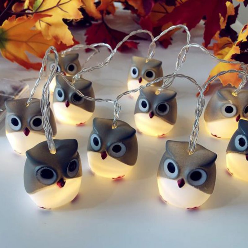 LED Christmas Halloween Scary Owl String Lights for Home Bar Patio Indoor Outdoor Wedding Decoration Flash Lights  Gray Owl - Warm White