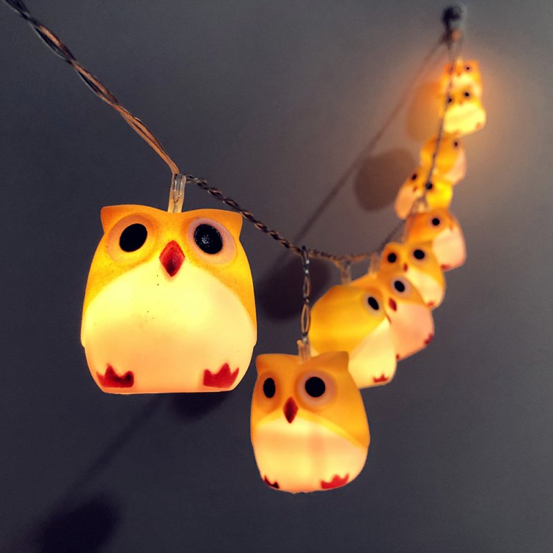 LED Christmas Halloween Scary Owl String Lights for Home Bar Patio Indoor Outdoor Wedding Decoration Flash Lights  Yellow owl - warm white