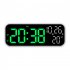 LED Clock Digital Wall Clock With 3 speed Brightness Adjustment Temperature Countdown Function Voice Control Wall Clocks For Office Bedroom Black shell green li