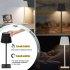 LED Cordless Table Lamp Rechargeable Desk Lamp 3 Level Brightness Touch Control Night Light For Bedroom Dining Room Black  2000mAh 
