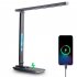 LED Desk Lamp with Wireless Charger Dual Lcd Display Multi functional Smart Eye Caring Table Lamps White US Plug