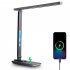 LED Desk Lamp with Wireless Charger Dual Lcd Display Multi functional Smart Eye Caring Table Lamps Black EU Plug