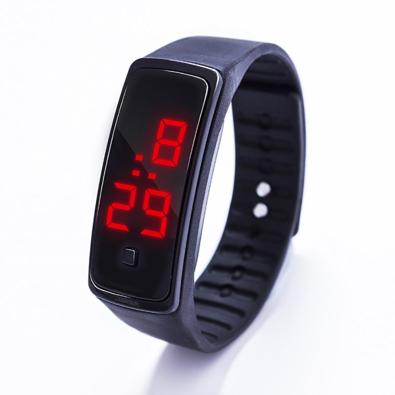 LED Digital Display Bracelet Watch Children's Students Silica Gel Sports Watch black