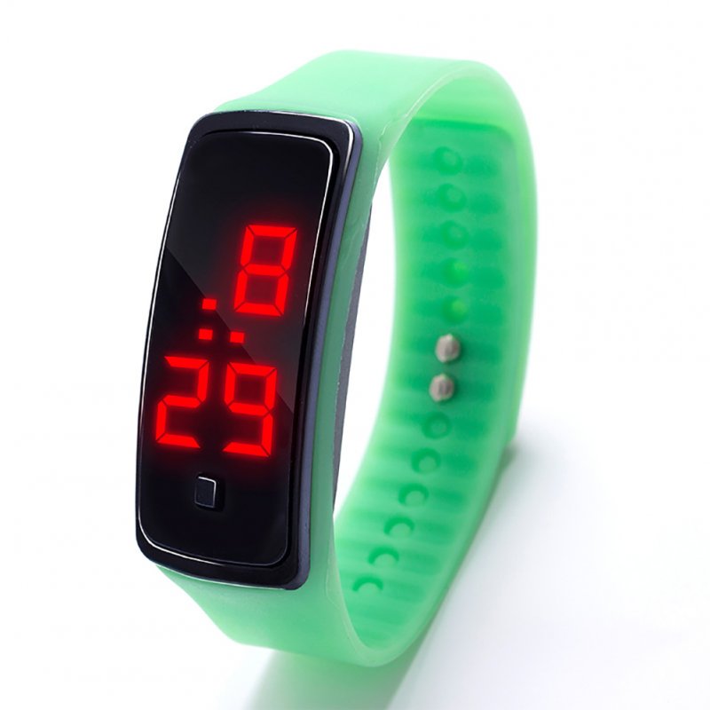 LED Digital Display Bracelet Watch Children's Students Silica Gel Sports Watch Mint Green