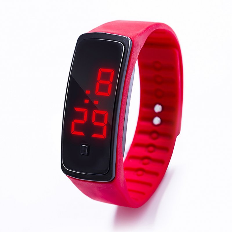LED Digital Display Bracelet Watch Children's Students Silica Gel Sports Watch red