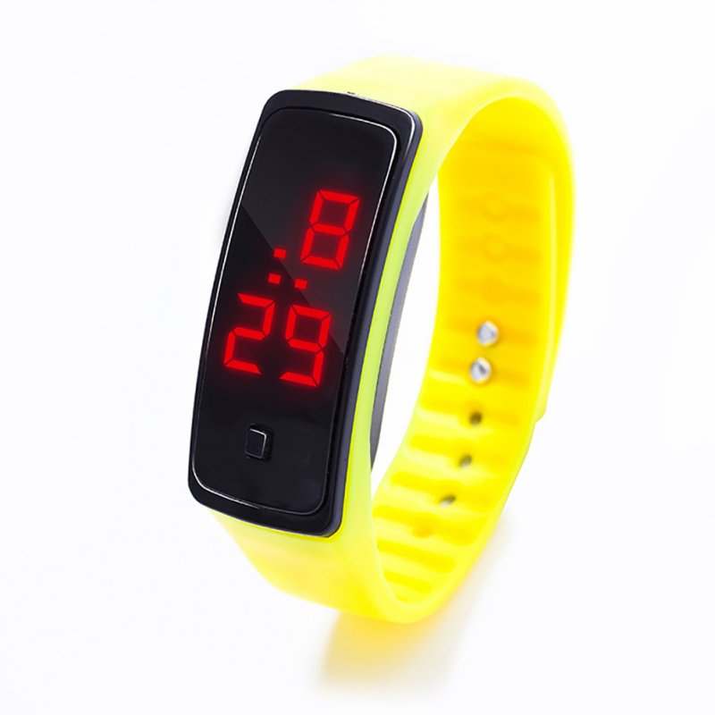 LED Digital Display Bracelet Watch Children's Students Silica Gel Sports Watch yellow
