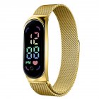 LED Electronic Watch Fashion Touch Screen Waterproof Wristwatch With Magnetic Milanese Band For Men Women gold