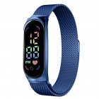 LED Electronic Watch Fashion Touch Screen Waterproof Wristwatch With Magnetic Milanese Band For Men Women blue