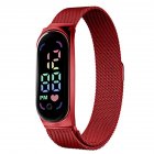 LED Electronic Watch Fashion Touch Screen Waterproof Wristwatch With Magnetic Milanese Band For Men Women red