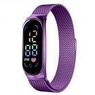 LED Electronic Watch Fashion Touch Screen Waterproof Wristwatch With Magnetic Milanese Band For Men Women Purple