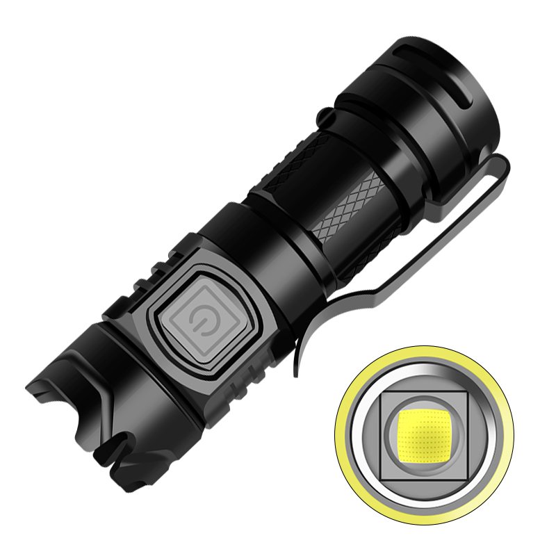LED Flash Light High Lumens Usb Rechargeable High Brightness Torch for Outdoor black_Model 1924
