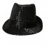 LED Flashing Sequin Fedora Hat Party Novelty Costume Jazz Caps  Black
