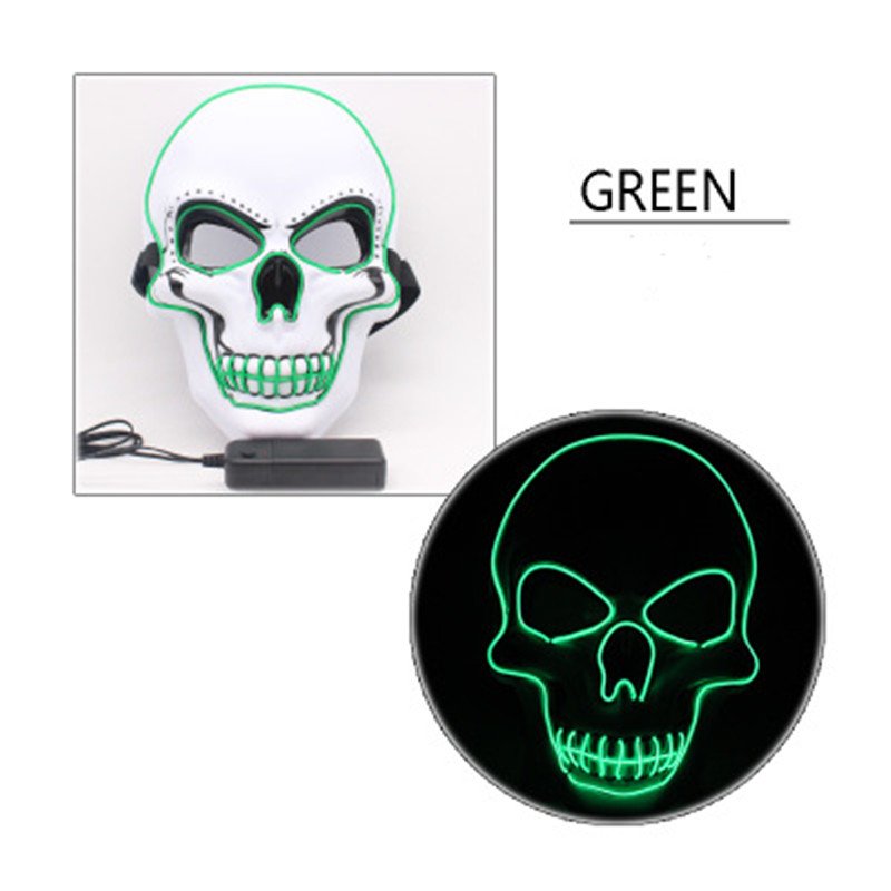 LED Halloween Scary Glow Skeleton Mask Cosplay Party Costume Supplies green