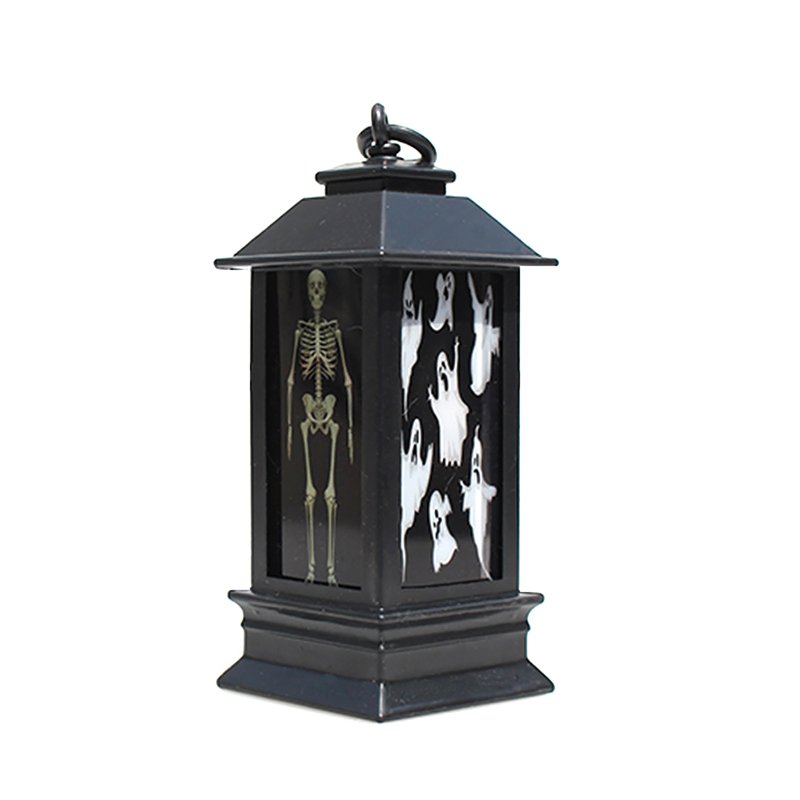 LED Halloween Wind Lanterns Battery Powered Mini Skeleton Skull Head Pumpkin Wind Lamp For Home Bar Halloween Party Decor skull skeleton