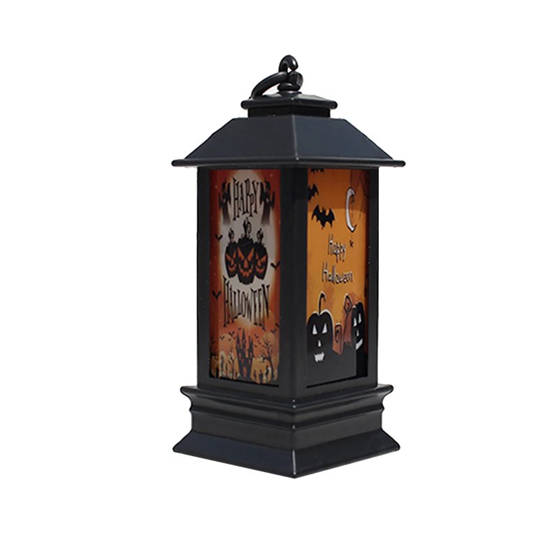 LED Halloween Wind Lanterns Battery Powered Mini Skeleton Skull Head Pumpkin Wind Lamp For Home Bar Halloween Party Decor Castle pumpkin style