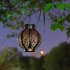 LED Hanging Solar Lanterns with Handle Outdoor Garden Lights Decoration Bronze