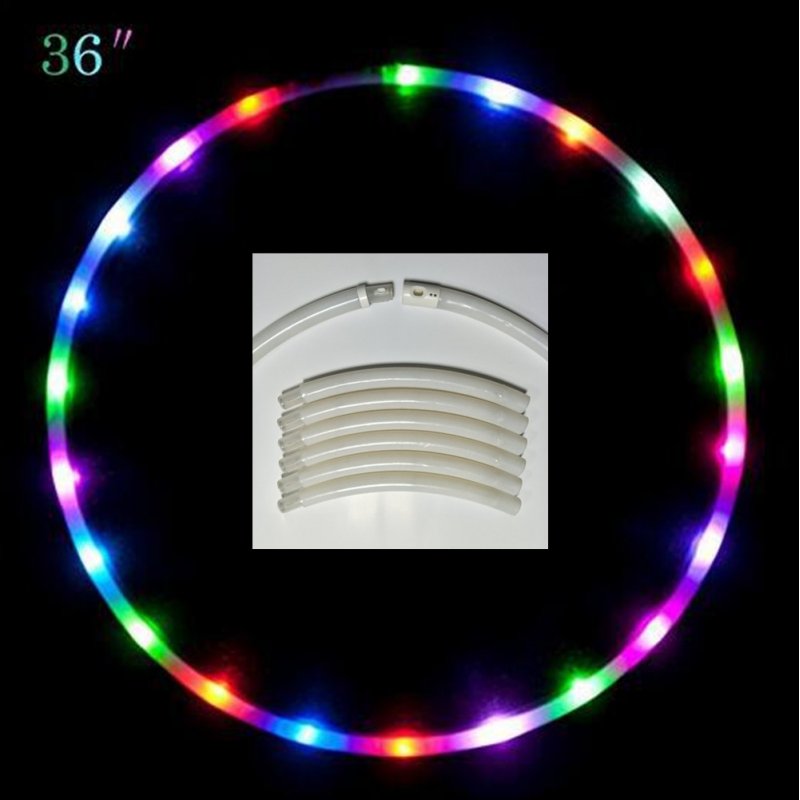 LED Hula Ring 8 Parts Detachable Collapsable Light Colorful Night Light for Dancing Stage Props 24 LEDs diameter 90cm