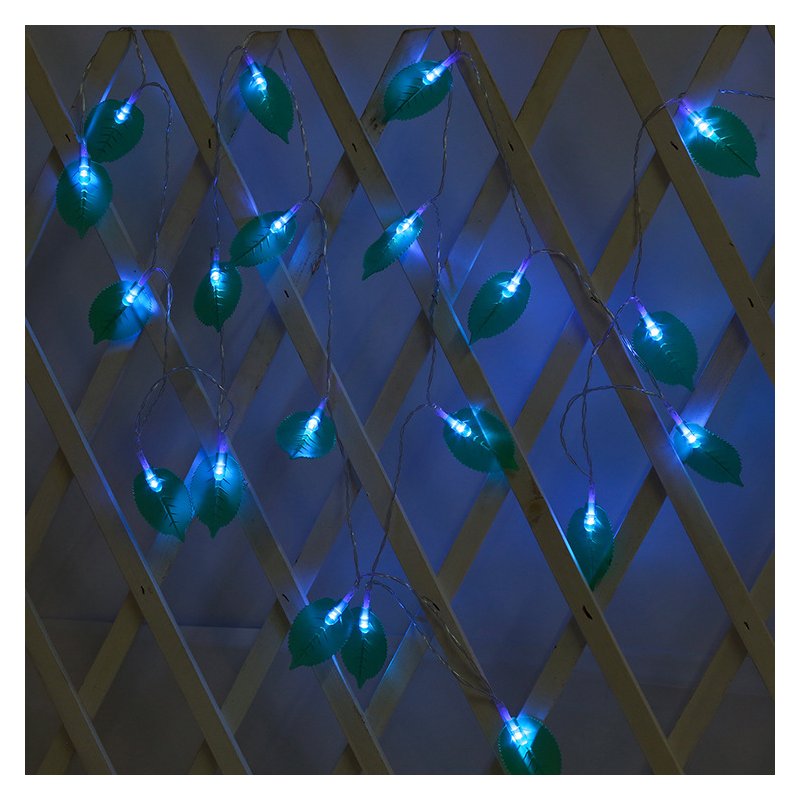 LED Leaves Shape String Light for Indoor Battery Box Powered Decoration blue