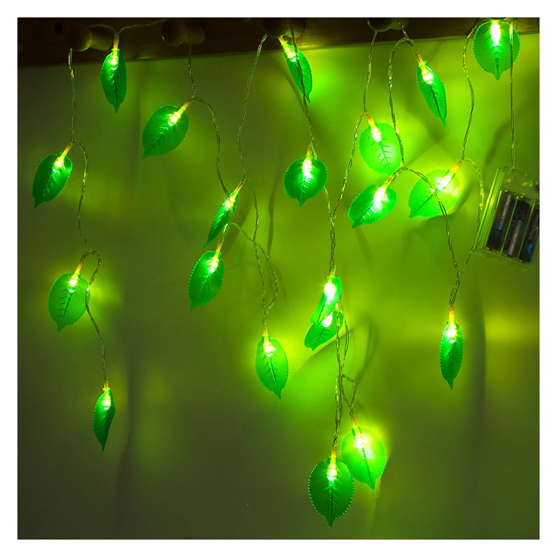 LED Leaves Shape String Light for Indoor Battery Box Powered Decoration yellow