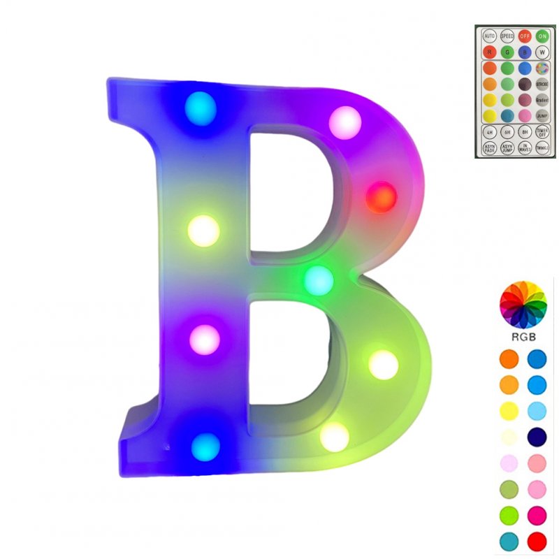 LED Letter Lights With Remote Control 16-color Luminous Letter Lamp Bar Sign Night Light For Wedding Party Christmas Decor B