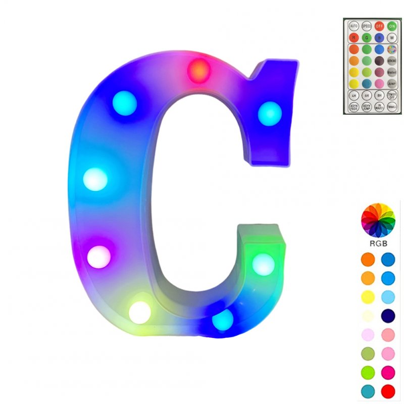 LED Letter Lights With Remote Control 16-color Luminous Letter Lamp Bar Sign Night Light For Wedding Party Christmas Decor C